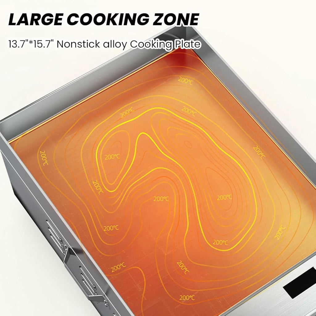 Commercial Electric Griddle 13.7' with Handle, Countertop Flat Top Griddle 2500W Non-Stick Restaurant Teppanyaki