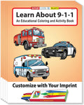 ZOCO – Learn About 911 – Custom Promotional Coloring Books (250 Bulk Pack, with Crayons) – EMT, EMS Dispatcher, Police, Sheriff, Fire Department Handout for Kids