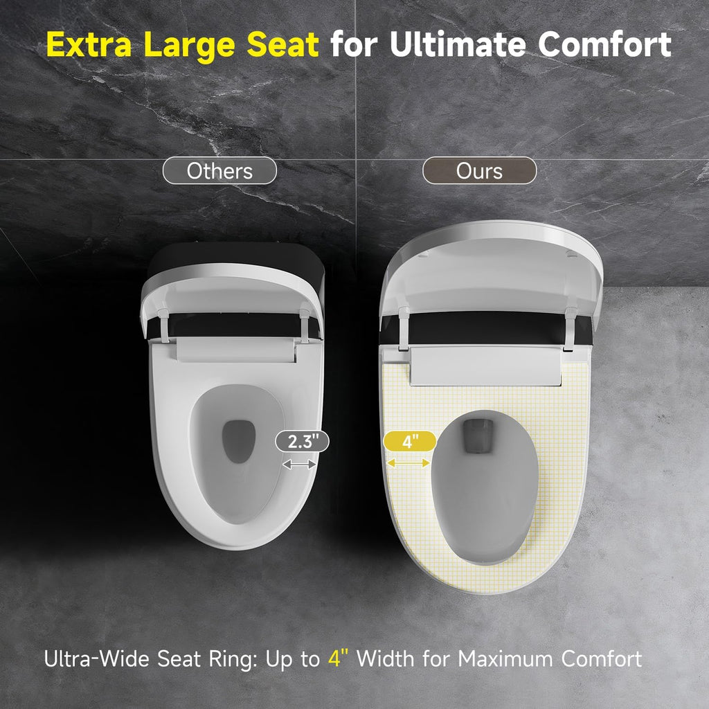 Smart Toilet with Foam Shield,1.1/1.28GPF Dual-Flush Bidet Toilet, Auto Open/Close,One-Piece Intelligent Bidet Toilet, Ultra-Wide Heated Seat,Warm Wash & Air Dry,UV Sterilization
