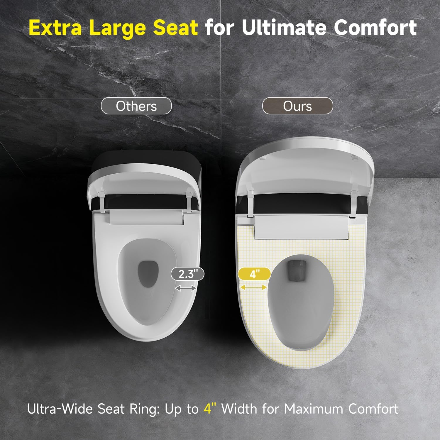 Smart Toilet with Foam Shield,1.1/1.28GPF Dual-Flush Bidet Toilet, Auto Open/Close,One-Piece Intelligent Bidet Toilet, Ultra-Wide Heated Seat,Warm Wash & Air Dry,UV Sterilization