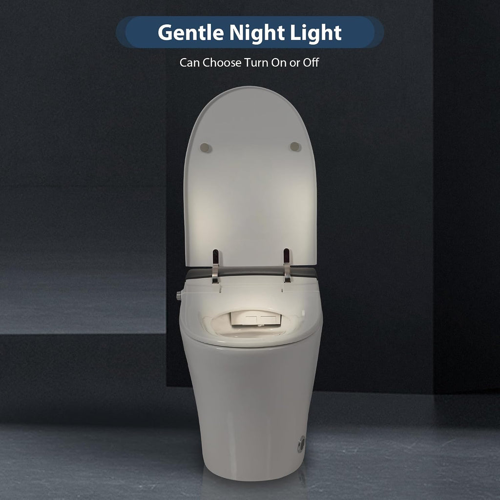 Heated Seat Smart Toilet without Bidet, One Piece Tankless Toilet with Auto and Foot Sensor Flush, Night Light, Power Outage Flushing, Soft Close Cover