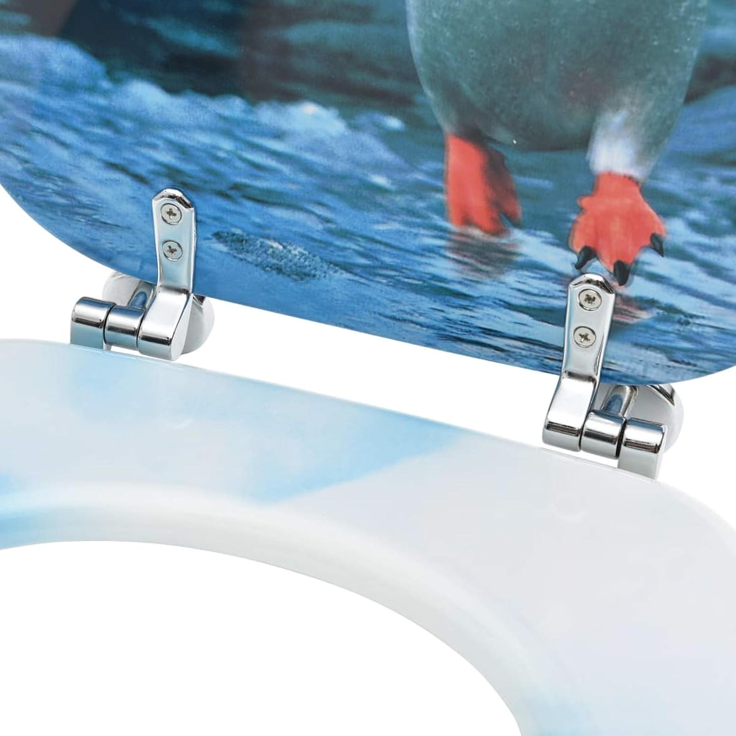 WC Toilet Seats with Lid 2 pcs MDF Penguin Design Toilet & Bidet Seats