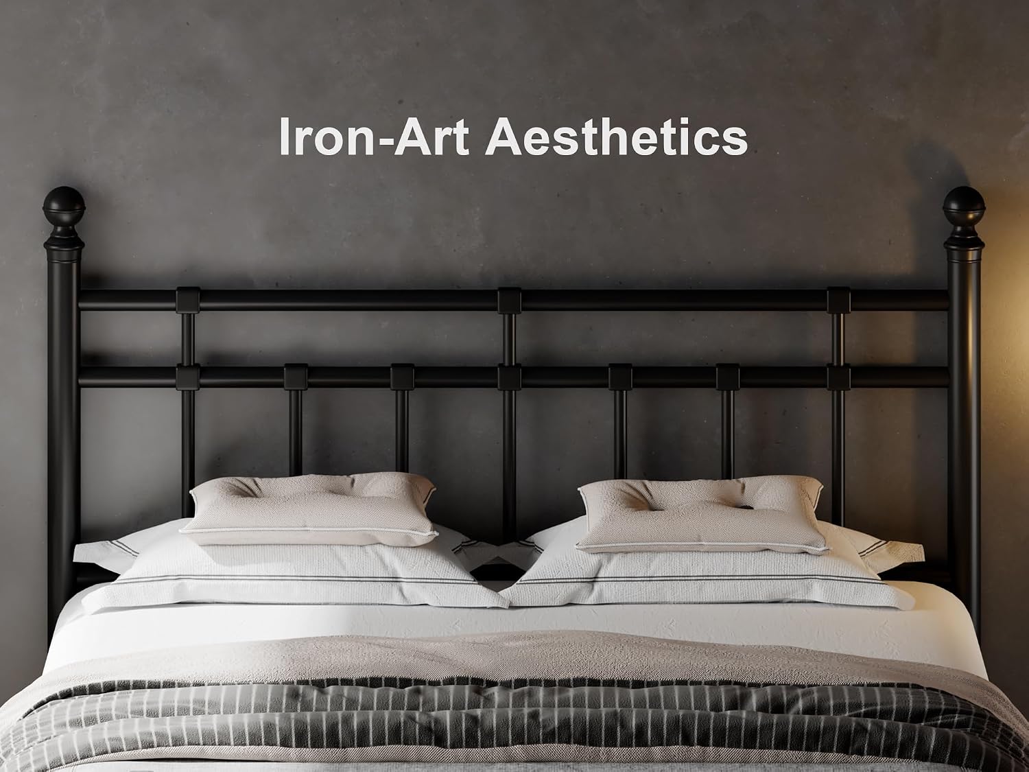Feonase Full Size Metal Platform Bed Frame with Victorian Classic Iron-Art Headboard & Footboard, Heavy Duty Slats, 12' Under Bed Storage, No Box Spring Needed, Easy Assembly, Noise-Free, Black