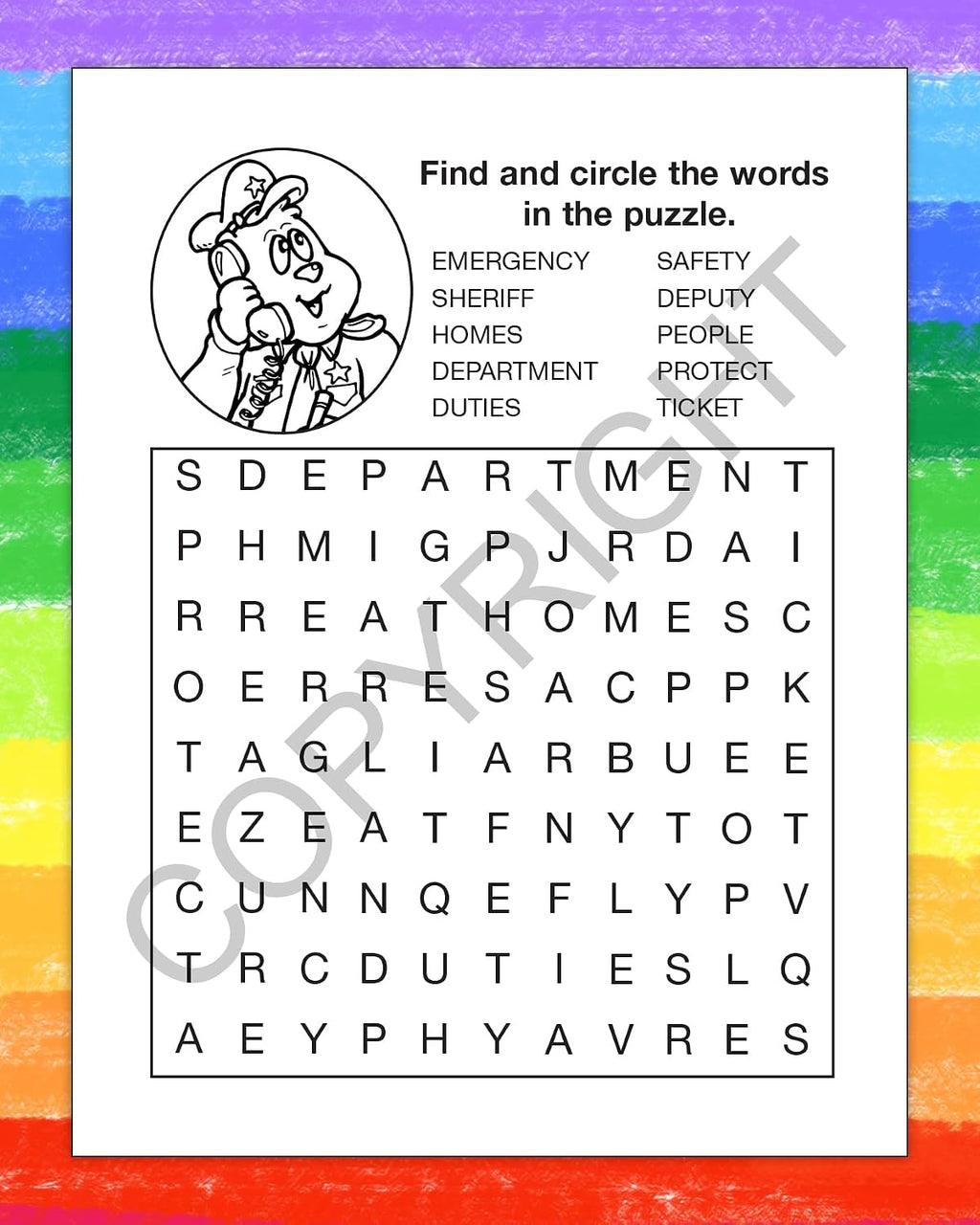 ZOCO – The Sheriff is Your Friend – Custom Educational Coloring Books (250 Bulk Pack, With Crayons) – Promotional Police Toys, Activities for Kids