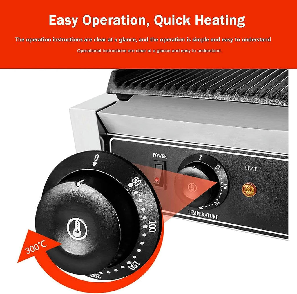 Large Electric Griddle Hot Cooking Plate, Commercial Stainless Steel Adjustable Countertop Hot Plate BBQ Grill, Heavy Duty Restaurant Nonstick Countertop Griddle for Home Barbecue