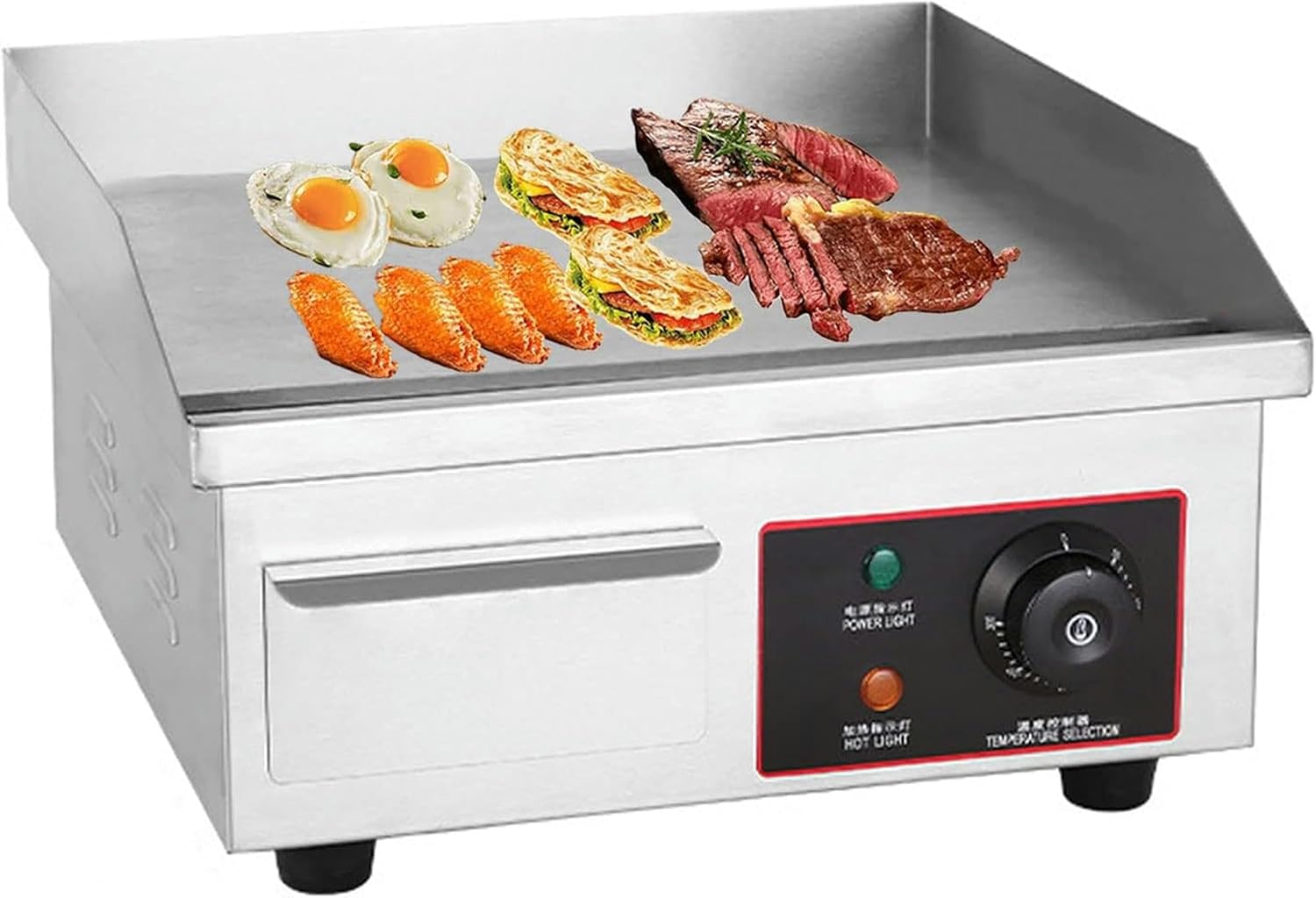 Commercial Electric Griddle Stainless Steel Full Flat Hotplate BBQ Hotplate, Large Griddle Hot Cooking Plate with Temperature Control, Efficient Nonstick Electric Griddle for Home Barbecue