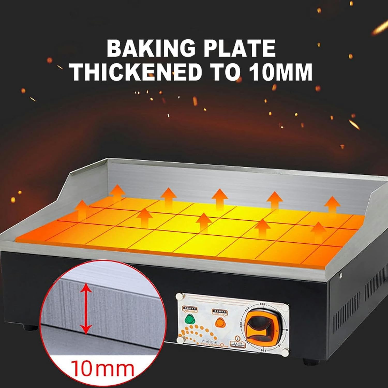 Commercial Electric Griddle, 21' Teppanyaki Grill, 3000W Electric Flat Top Grill, Burger Bacon Kitchen Barbeque Countertop, Countertop Flat Top Griddle Stainless Steel Grill