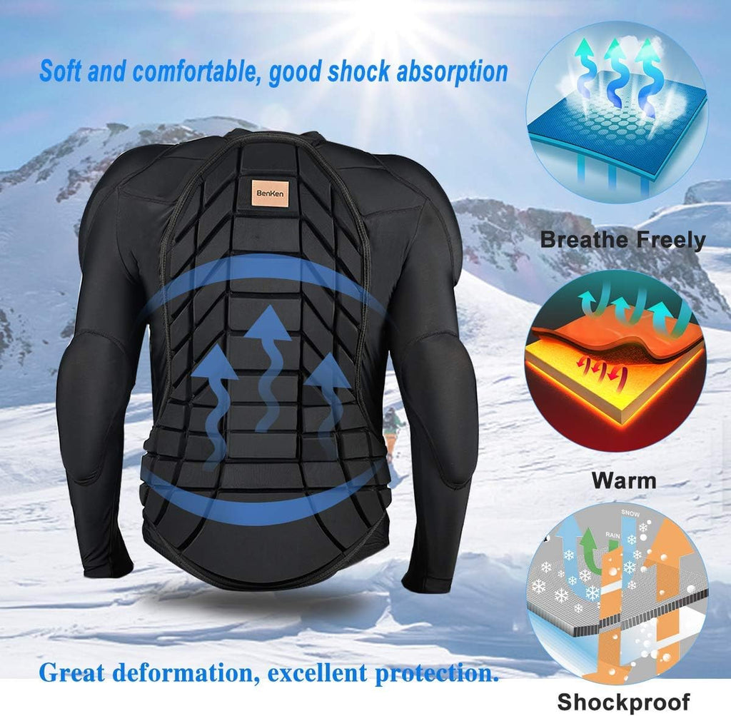 BenKen Men's Women's Professional Anti-Collision Sports Shirts, Protection of the Back, Motorcycle Protective Jacket for Skateboarding Skating Snowboarding Cycling
