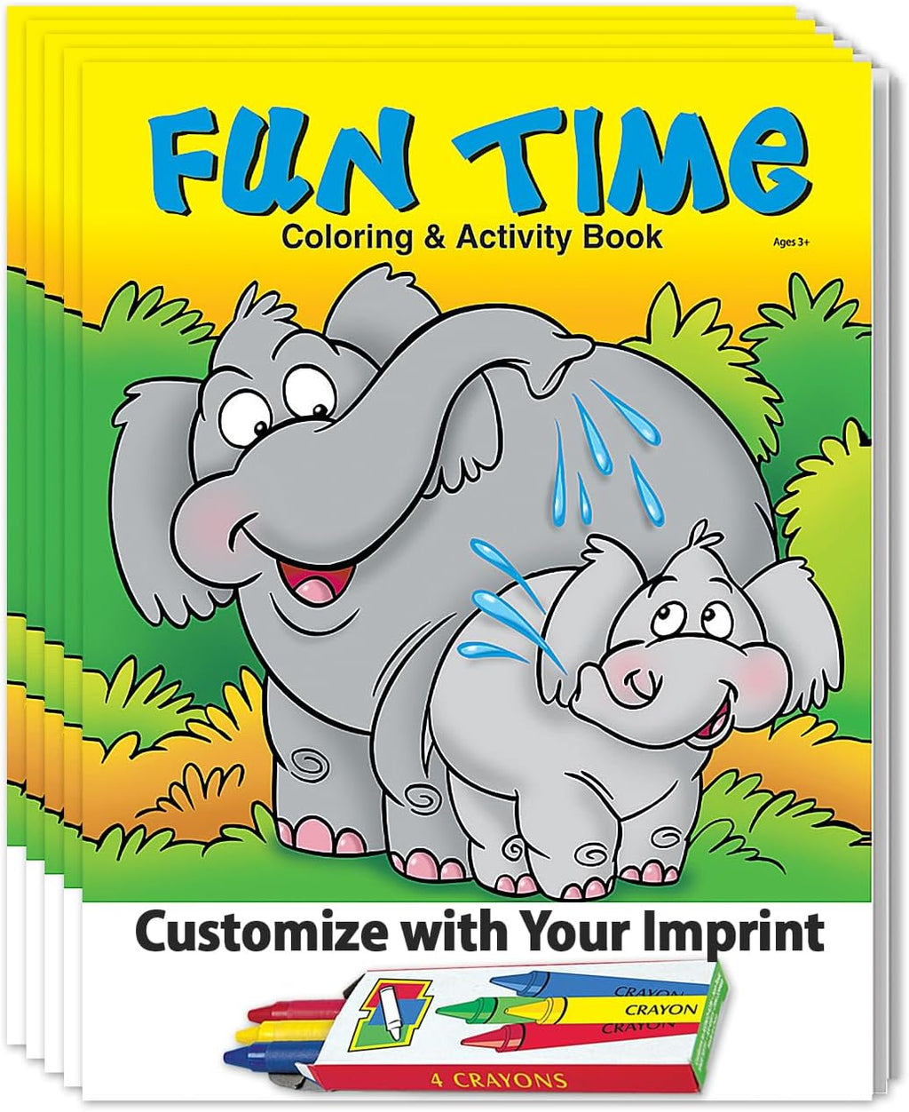 ZOCO – Fun Time – Custom Promotional Coloring Books (250 Bulk Pack, With Crayons) – Classroom Handout, Party Favors – Games, Puzzles, Activities for Kids