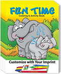ZOCO – Fun Time – Custom Promotional Coloring Books (250 Bulk Pack, With Crayons) – Classroom Handout, Party Favors – Games, Puzzles, Activities for Kids