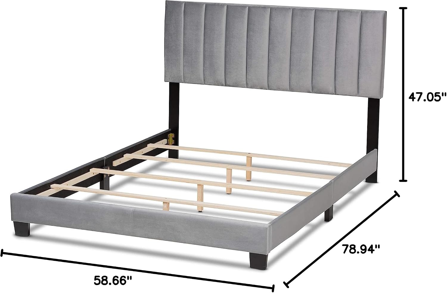 Baxton Studio Beds (Box Spring Required), Full, Grey/Black