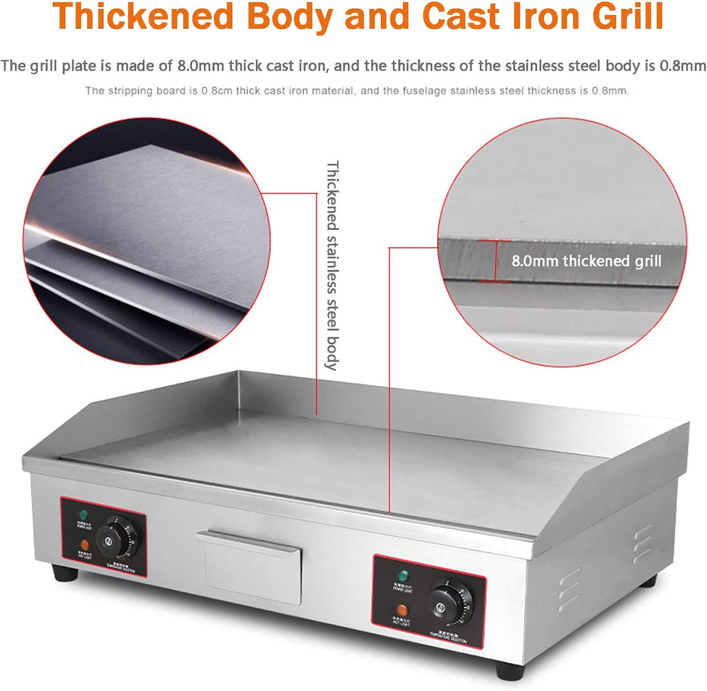 Commercial Electric Griddles, Flat Top Griddle Grill Station, Nonstick Electric Griddle Countertop Hot Plate Commercial Bbq Grill, for Camping, Outdoor, Tailgating, Kitchen, Home, Barbecue,820