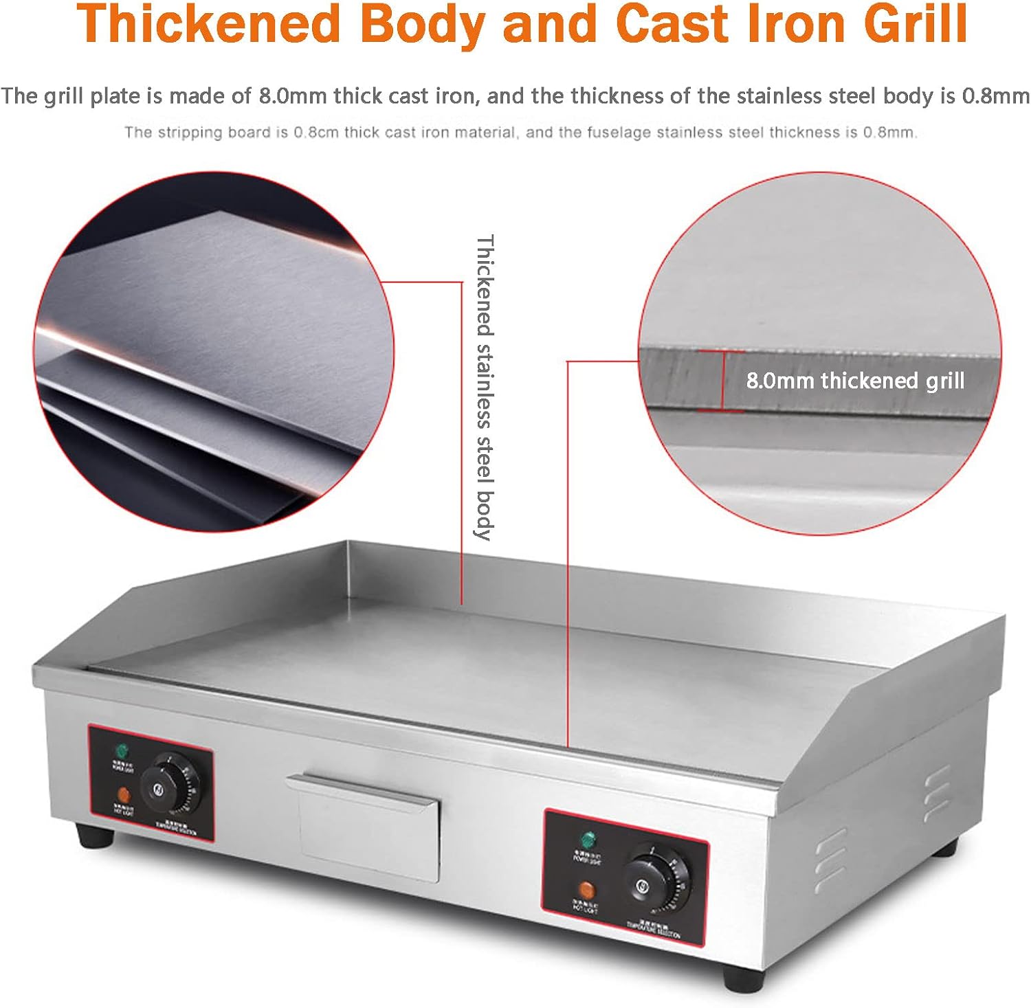 Commercial Electric Griddles, Flat Top Griddle Grill Station, Nonstick Electric Griddle Countertop Hot Plate Commercial Bbq Grill, for Camping, Outdoor, Tailgating, Kitchen, Home, Barbecue,820