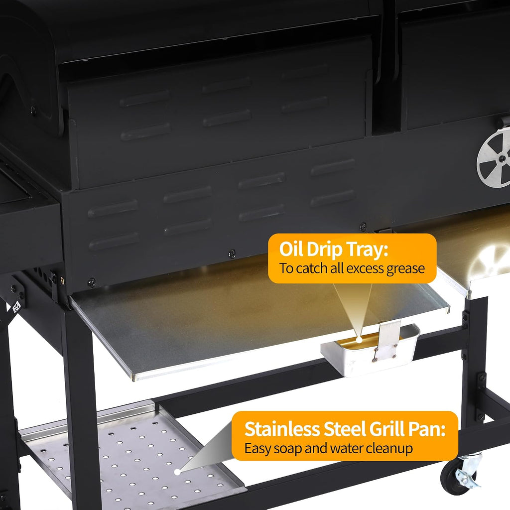 Propane Gas and Charcoal Grill Combo | Griddle Grill with Side Burner | BBQ Grills 2-in-1 | 41,500 BTU Output, 673 SQ IN Cooking Area Perfect for Outdoor Events & Backyard Barbecue