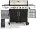Flintex Multi-Function Propane Gas Grill with Various Grates, 6-Burner Outdoor BBQ Grill with Porcelain-Enameled Cast Iron Grates & Griddle, 54,600 BTU Output, 625 sp.in. Cooking Area, Black