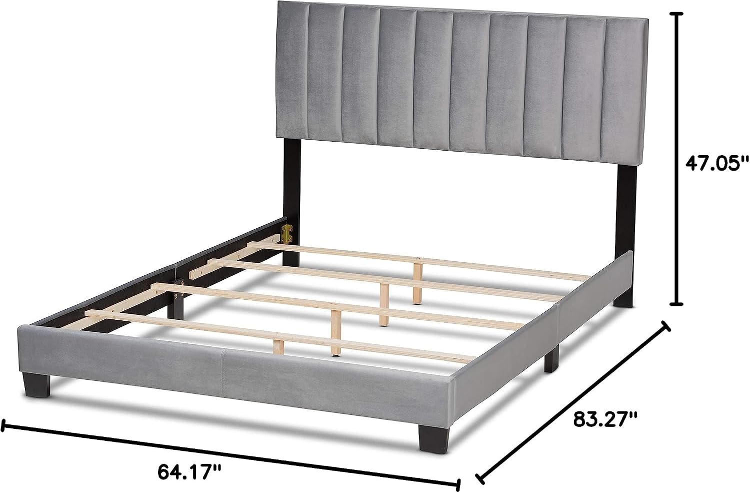 Baxton Studio Beds (Box Spring Required), Queen, Grey/Black