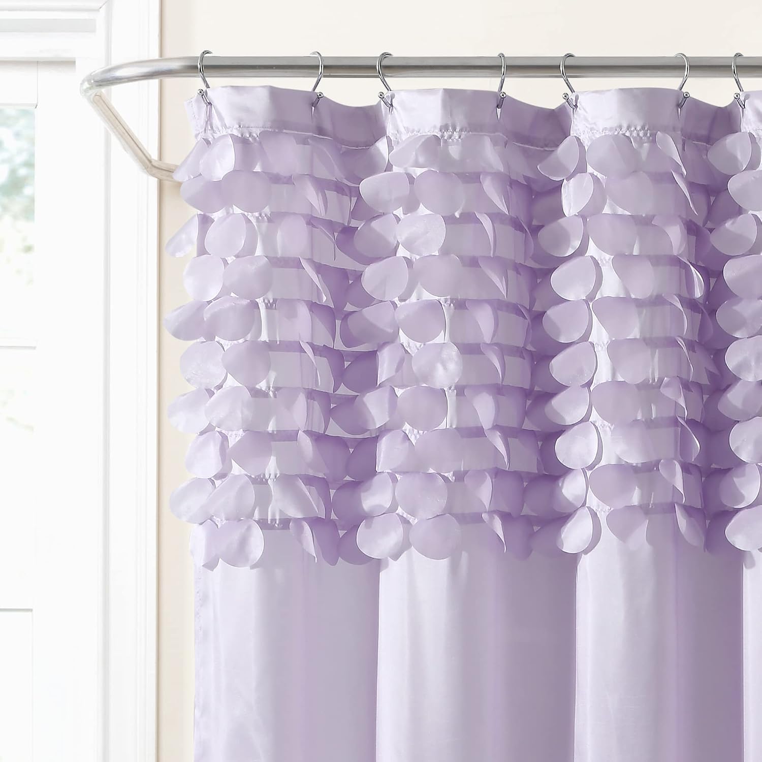 Lush Decor Lillian Shower Curtain, 72' x 72', Lilac (Pack of 6)