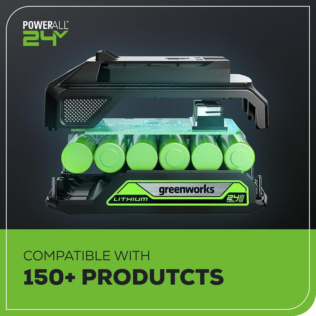 Greenworks 24V 10' (5-Speed) Fan (500 CFM), Hybrid (AC / DC), 2.0 Ah USB (Power Bank) Battery and Charger Included