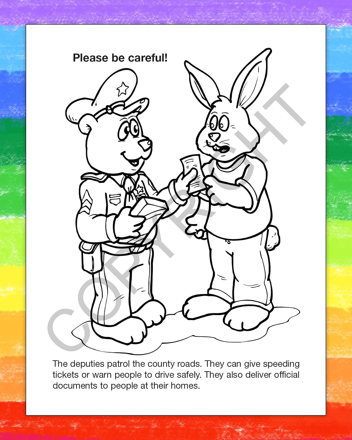ZOCO – The Sheriff is Your Friend – Custom Educational Coloring Books (250 Bulk Pack, With Crayons) – Promotional Police Toys, Activities for Kids