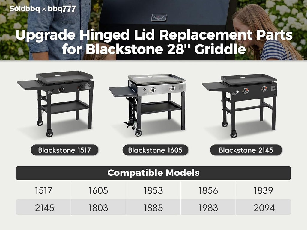 Upgrade Hinged Lid w/Thermometer for Blackstone 28'' Griddle Hard Cover Flat Top Lid for Blackstone 1517 1605 1853 1856 1839 2145 1803 1885 1983 1924 2094 28' Griddle Cover