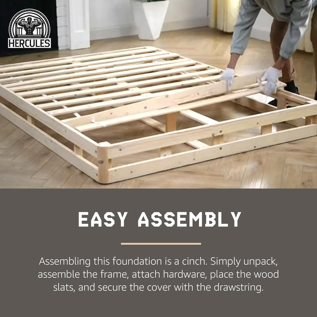 Hercules 4 Inch Low Profile Foundation Mattress Box Spring Replacement, Queen