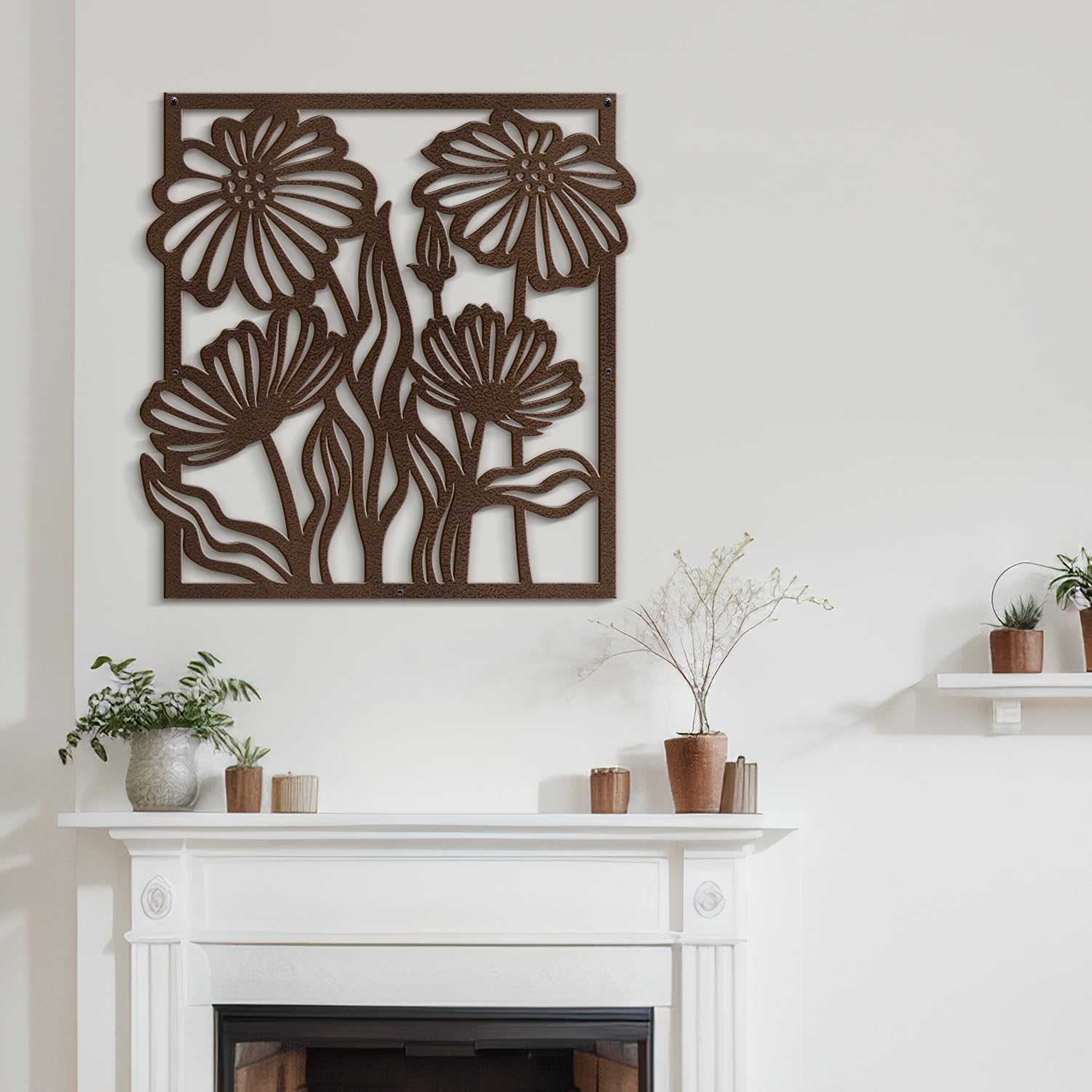 SIGNLEADER Metal Wall Art Decor Tropical Palm Tree Leaf Minimalist Modern Abstract Wall Sculpture Hangings Home Decoration for Living Room, Bedroom, Bathroom, Kitchen, Outdoor - 36' Bronze