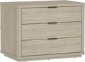 Manhattan Comfort Evelyn Nightstand with 3 Drawers, Minimalist Wood Grain Bedside Table with Rounded Corners and Raised Base, Modern End Table for Bedroom, Entryway, or Living Room in Natural Oak