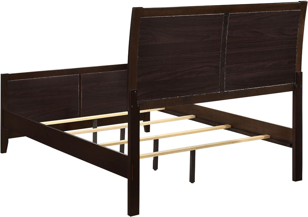 Coaster Home Furnishings Carlton Contemporary 5-Piece Bedroom Set Leatherette Upholstered Full Size Panel Bed Frame 51-inch Headboard Cappuccino 202091F-S5