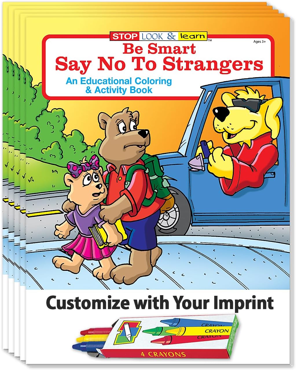 ZOCO – Stranger Danger Custom Coloring Books (250 Bulk Pack, With Crayons) – Kids Safety Education Activities, Games & Puzzles – Child Safety Handouts for Schools, Police & Youth Programs