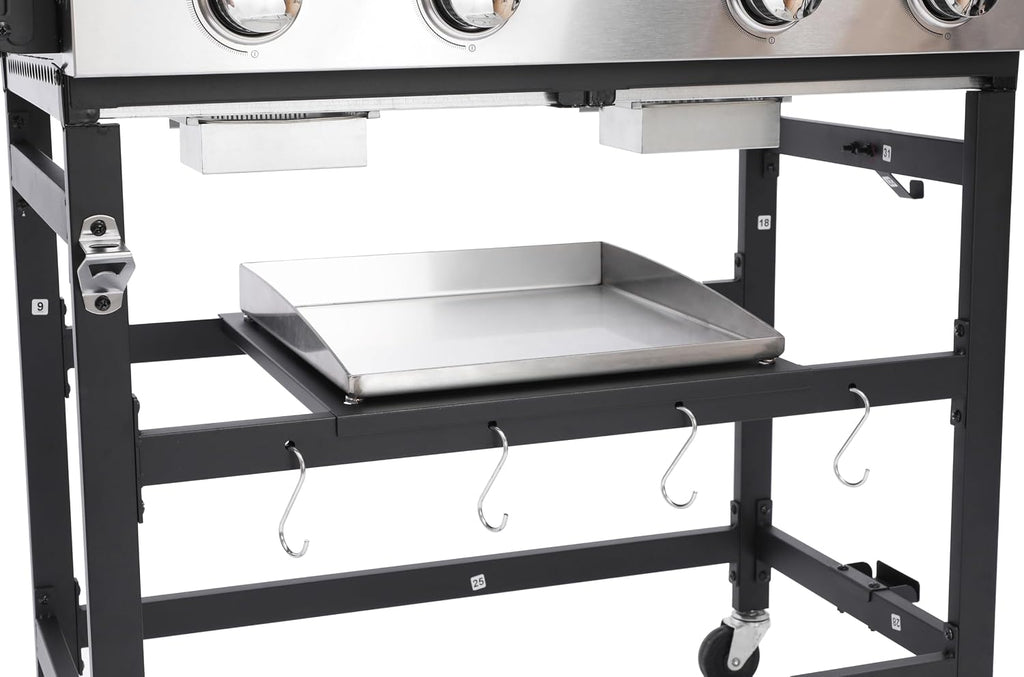 4-Burner Propane Gas Grill & Plancha Combo - 38,240 BTU Outdoor Flat Top Grill with Cast Iron Grids, 56.5' Stainless Steel