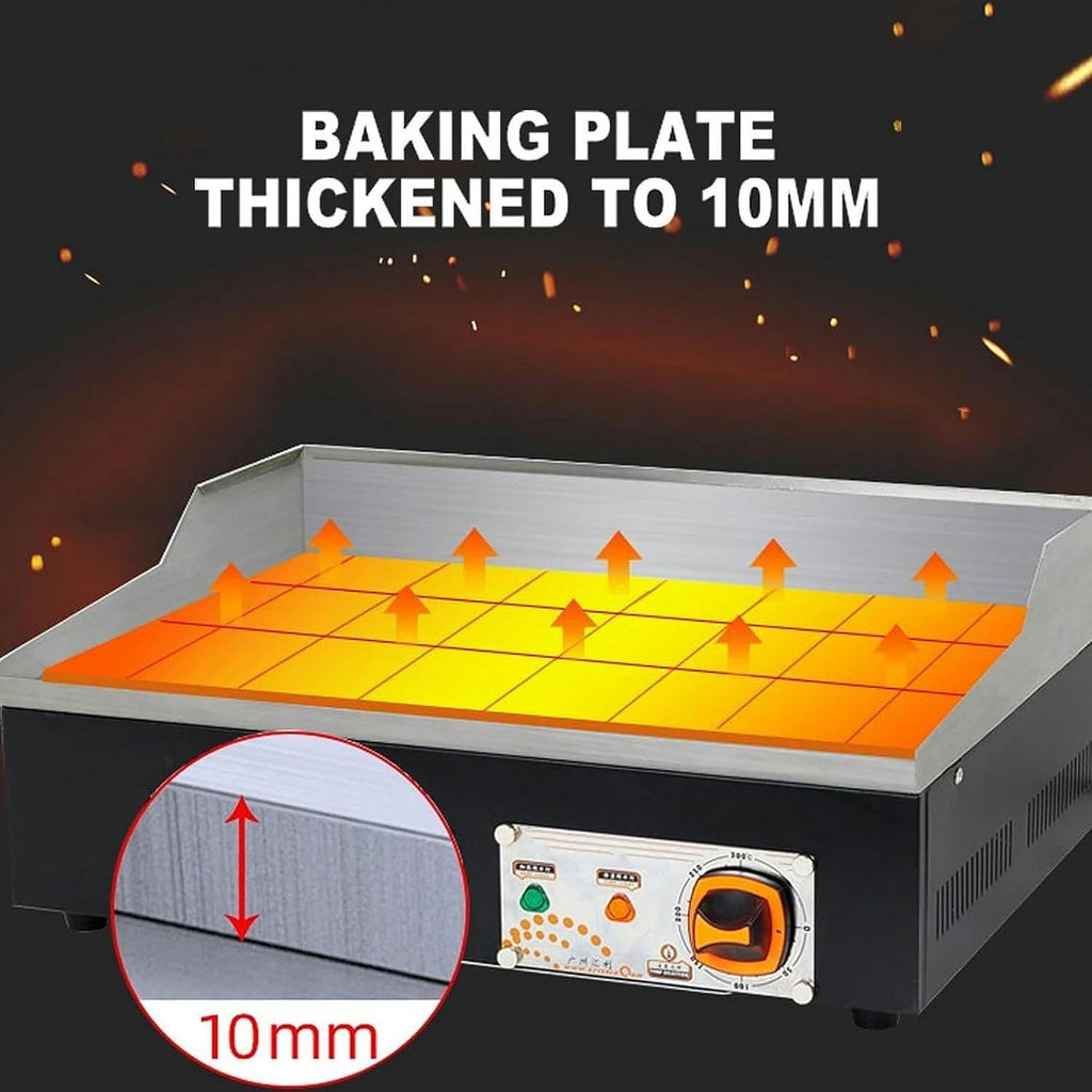 Commercial Electric Griddle, 21' Teppanyaki Grill 3000W Flat Top Grill, Stainless Steel BBQ Countertop Grill for Burger, Bacon, Kitchen, and Barbecue