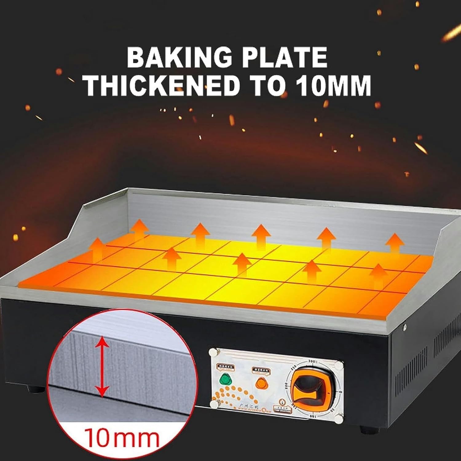 Commercial Electric Griddle, 21' Teppanyaki Grill 3000W Flat Top Grill, Stainless Steel BBQ Countertop Grill for Burger, Bacon, Kitchen, and Barbecue