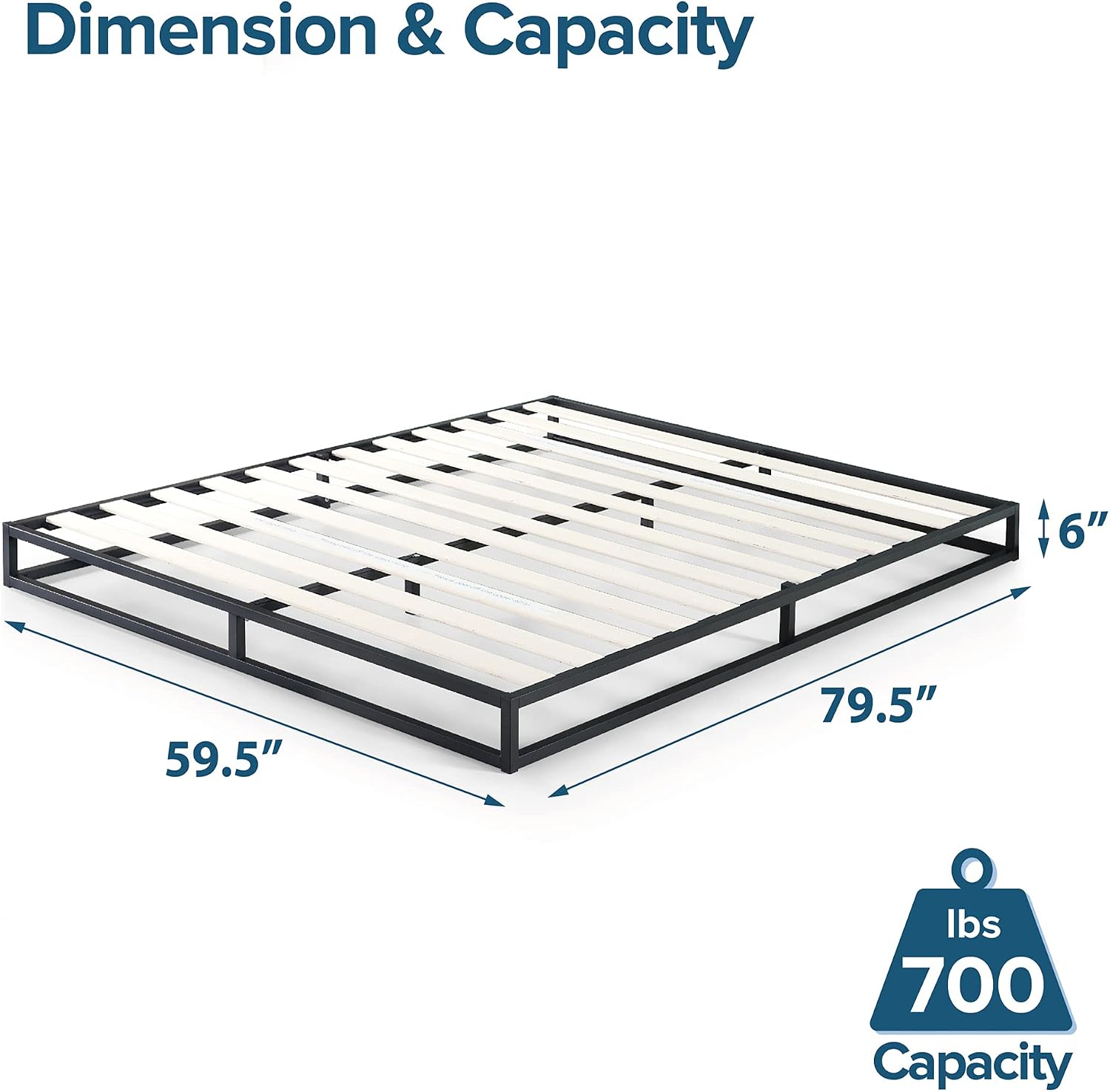 ZINUS Joseph 6 inch Metal Platform Bed Frame, Mattress Foundation, Wood Slat Support, No Box Spring Needed, Sturdy Steel Structure, Queen