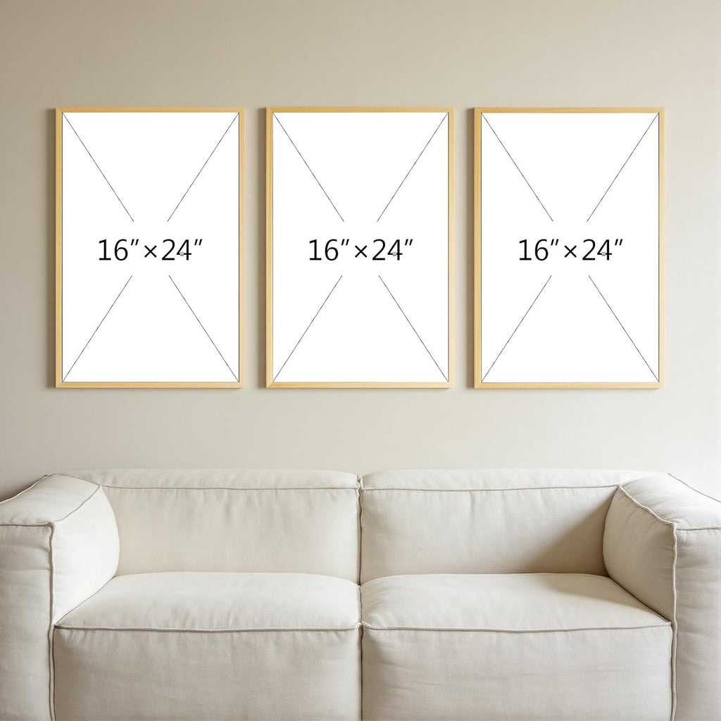 Thalasse 3D Textured Abstract Wall Art for Bedroom, 3 Piece Modern Minimalist Geometric Arch Canvas Artwork, Beige White Linen Pictures with Solid Wood Frame for Office Living Room Decor, 16x24 In