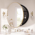 TETOTE Gold Round Bathroom Medicine Cabinet with Mirror 30 x 30, Adjustable Shelves, Farmhouse Wall Storage, Surface Mounted