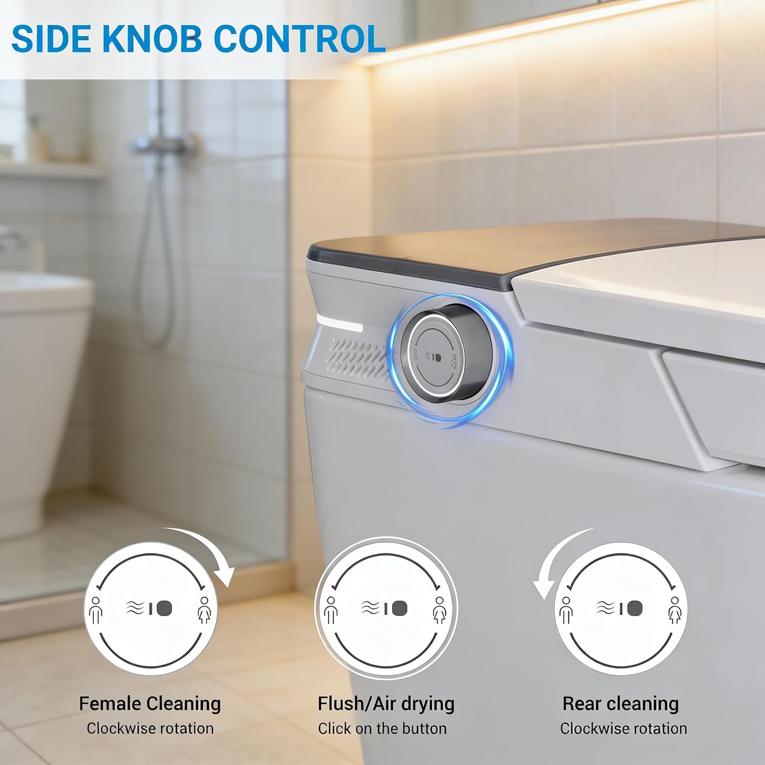 GarveeTech Smart Toilet with Bidet Built in, Heated Seat & Dual Auto Flush, Foot Sensor, Modern Extended Electric Toilet with Water Tank, Warm Water Wash, Air Drying, LED Night Light, Remote