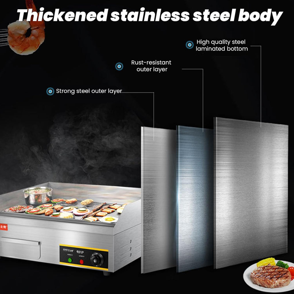 2900W 21.6Inch Commercial Electric Griddle Flat Top Grill Hot Plate BBQ Non-Stick Flat Large Countertop Griddle Adjustable Thermostatic Control for Home Or Commercial Places