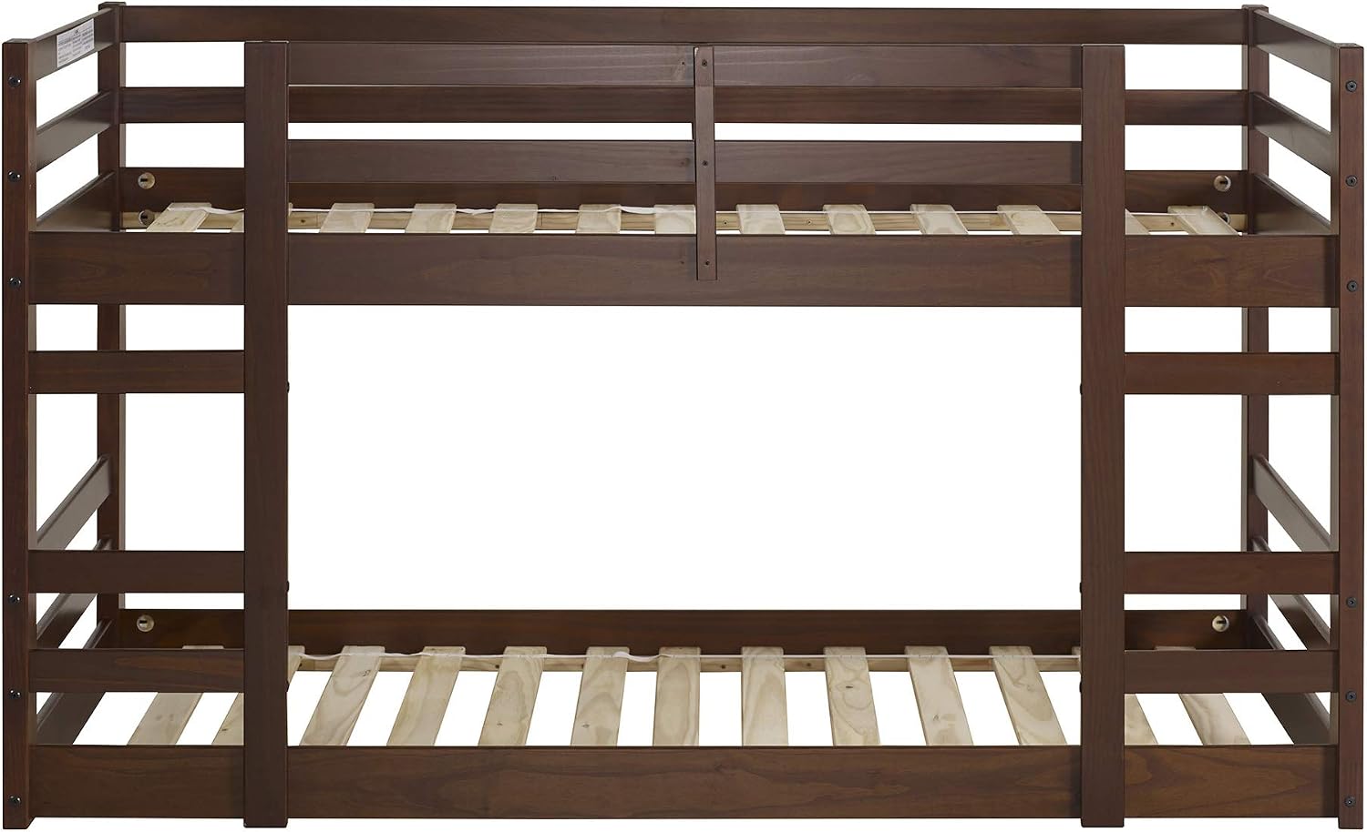 Walker Edison Alexander Classic Solid Wood Stackable Jr Twin Over Twin Bunk Bed, Twin Over Twin, Walnut