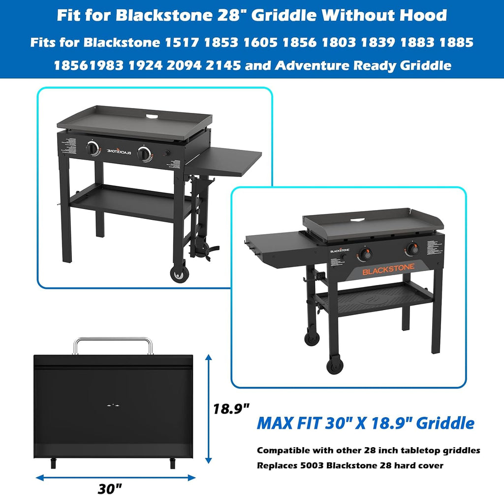 Upgraded Hinged Lid for Blackstone 28 Inch Griddle Grill, Powder Coated Steel Hard Cover Hood with Thermometer for 28' Blackstone Models 1517 1853 1605 1803 1839 1856 1885 1924 1983 2094 2137