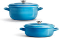 Merten & Storck 3.7QT & 5.5QT Dutch Ovens with Lids, 4 Piece Cookware Set, European Crafted Enameled Iron Stockpot, Induction & All Cooktops, Braising, Stews, Roasting, Slow Cooking, Sourdough, Caribbean Blue