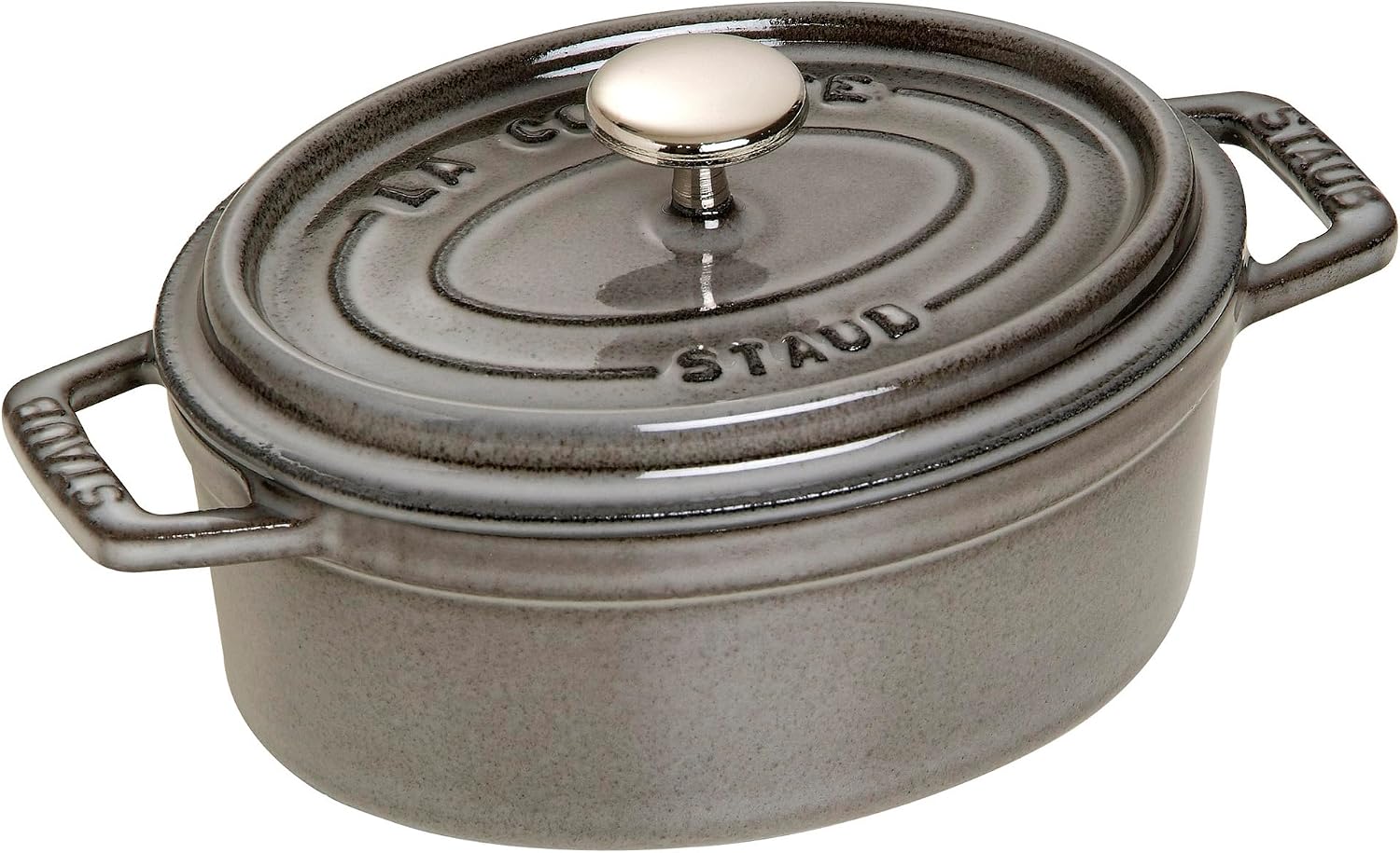 Staub Cast Iron 1-qt Oval Cocotte - Graphite Grey