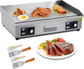 29' Commercial Electric Griddle - 3000W Stainless Steel Flat Top Grill with Adjustable Temp 122°F-572°F, Non-Stick Surface, 2 Shovels & 2 Brushes - for Restaurants, Home Kitchens