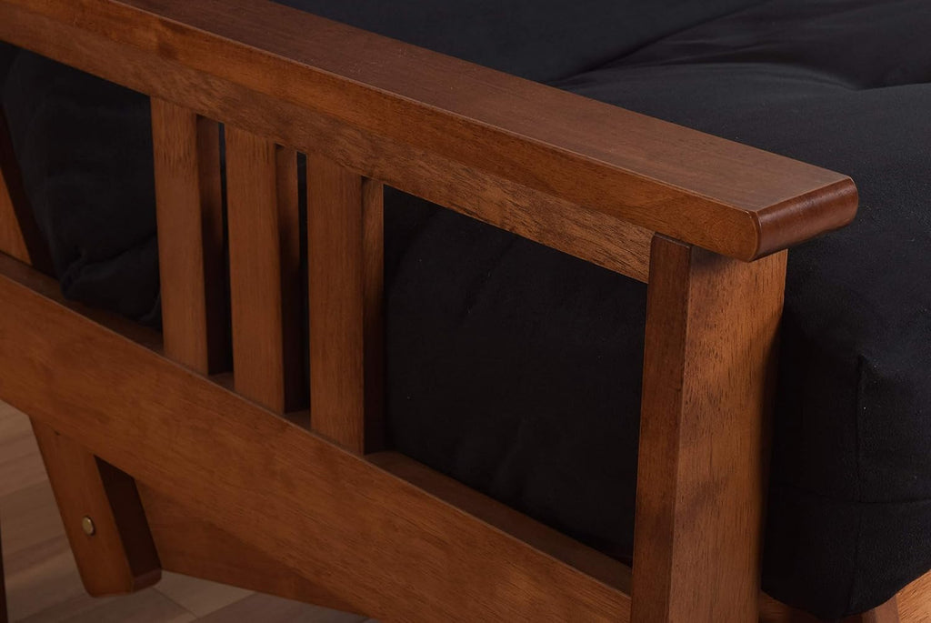 Kodiak Furniture Monterey Futon Set, No Drawers, with Barbados Base and Suede Black Mattress