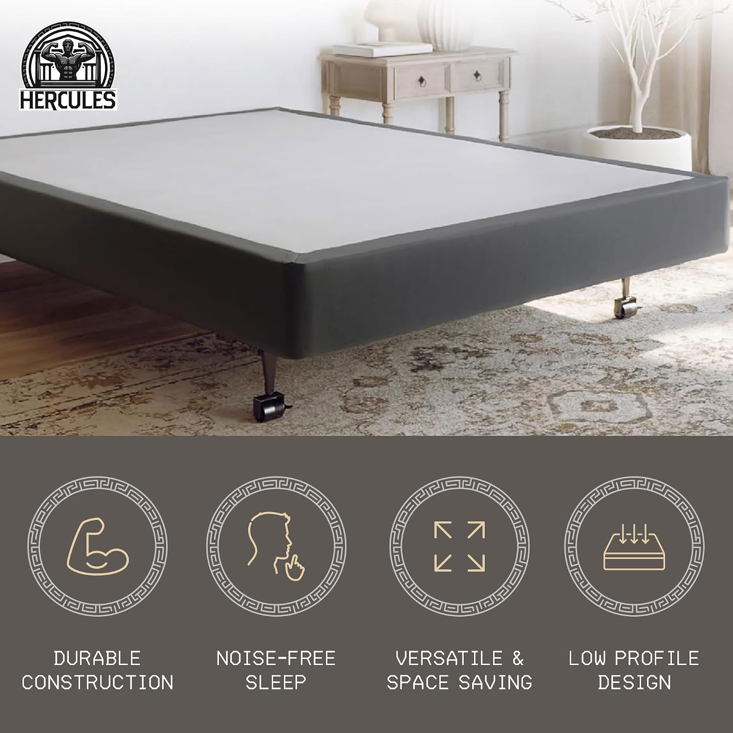 Hercules 8 Inch High Profile Foundation Mattress Box Spring Replacement, Full