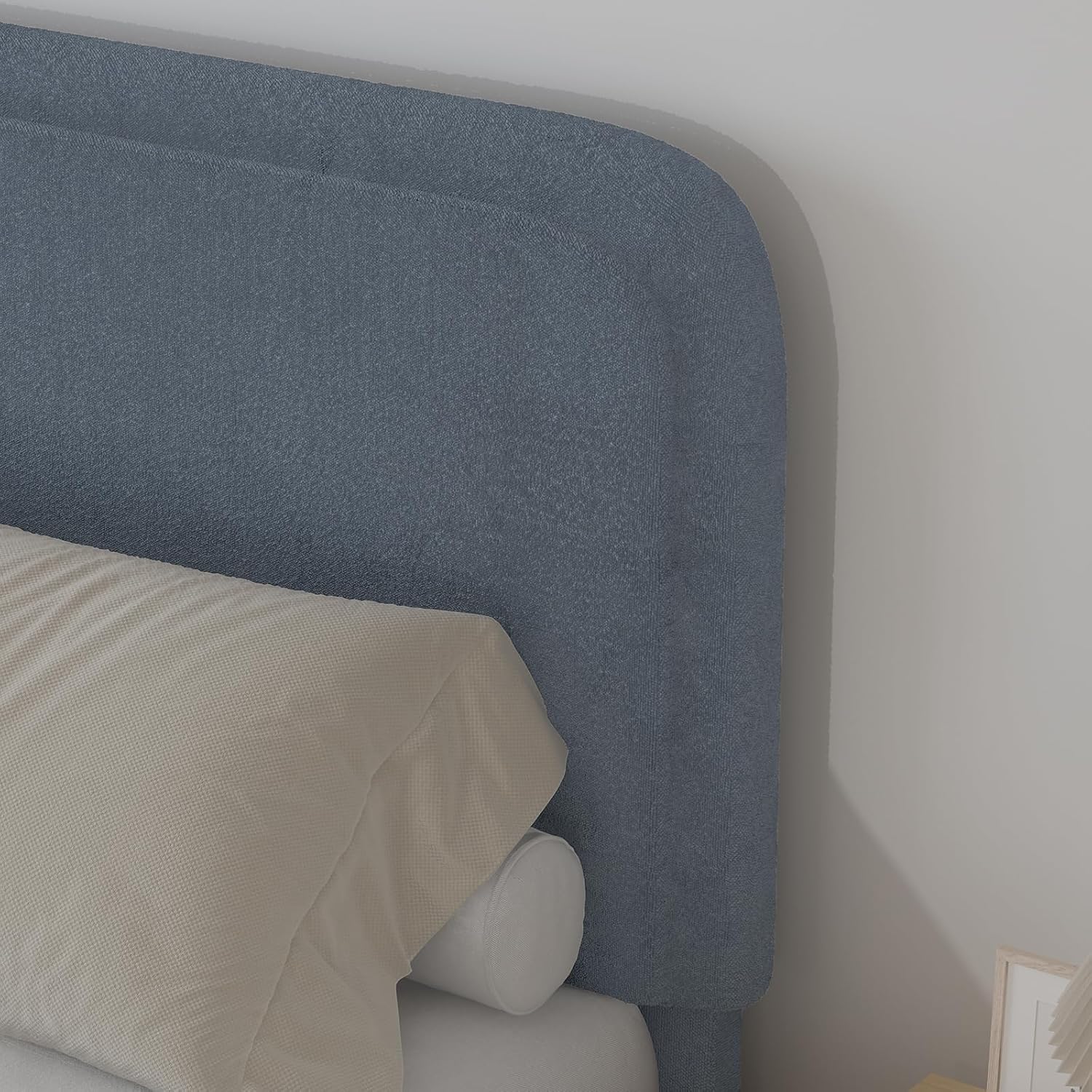 BarnFurin Full Size Bed Frame,Cloud Boucle Upholstered Platform Bed Frame with Headboard, Soft Rounded Corners, No Box Spring Required, Non-Slip and Noise-Free, Easy Assembly, Blue