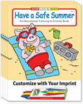 ZOCO – Have a Safe Summer – Custom Coloring Books (250 Bulk Pack, With Crayons) – End of School Year Activities for Kids – Add Your Imprint