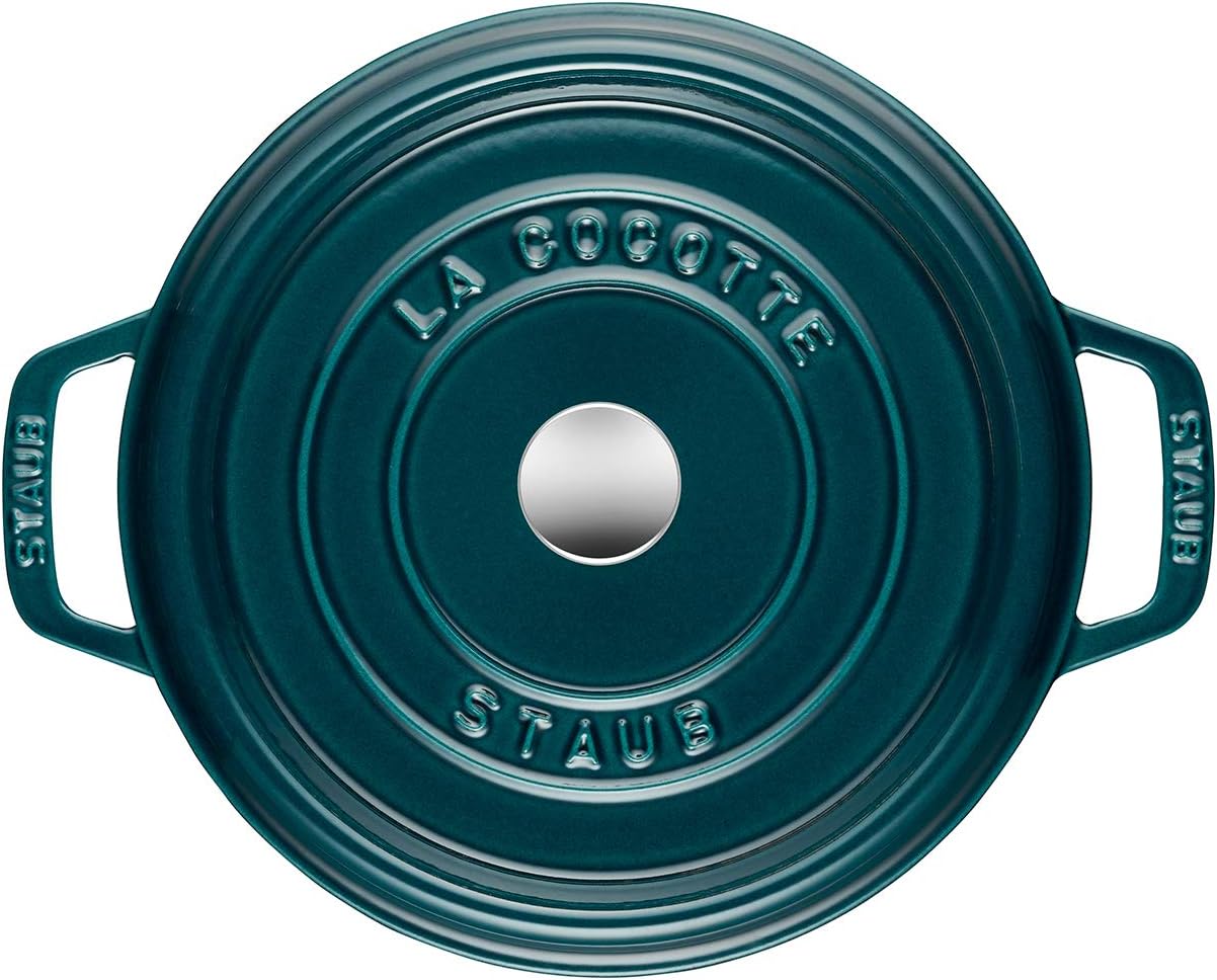 STAUB 1003317 Cast Iron Roaster/Cocotte, Round, 28 cm, 6.7 L, La Mer