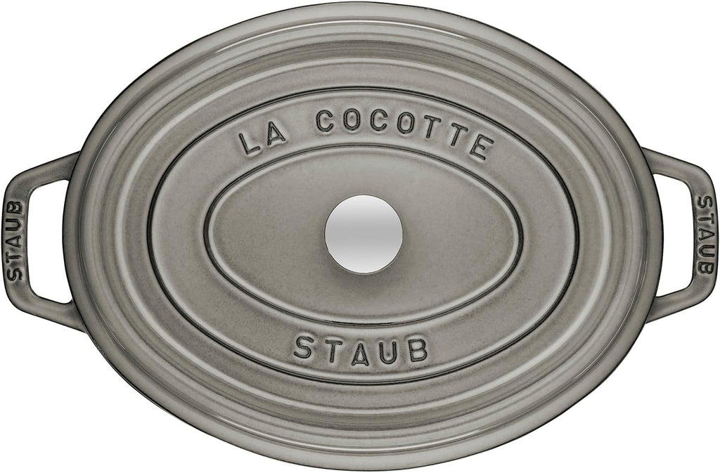 Staub Cast Iron 1-qt Oval Cocotte - Graphite Grey