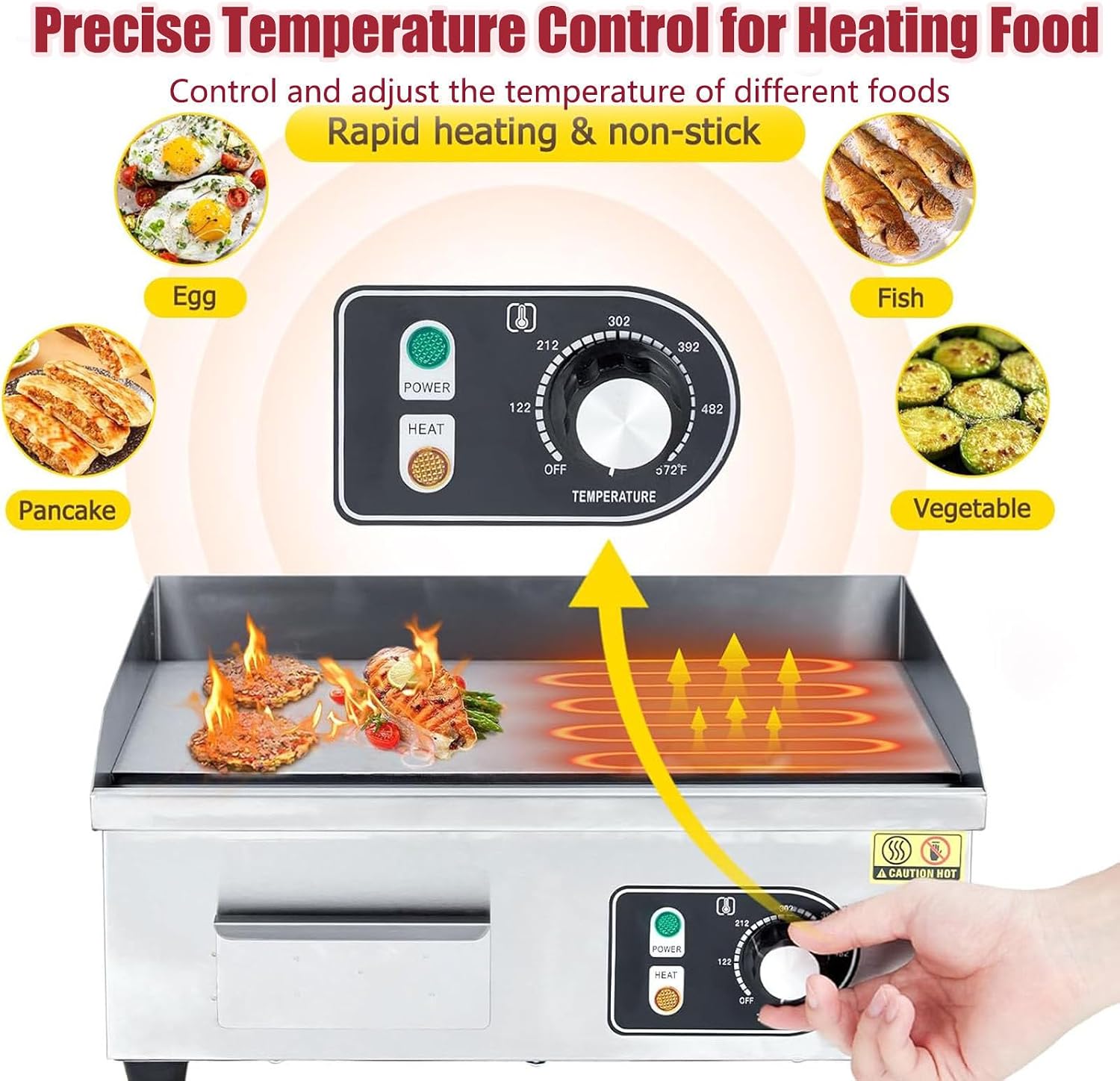 Commercial Electric Griddle, Countertop Flat Top Outdoor Griddles Hotplate BBQ Grill Mild Steel Steaks Business Catering Grill