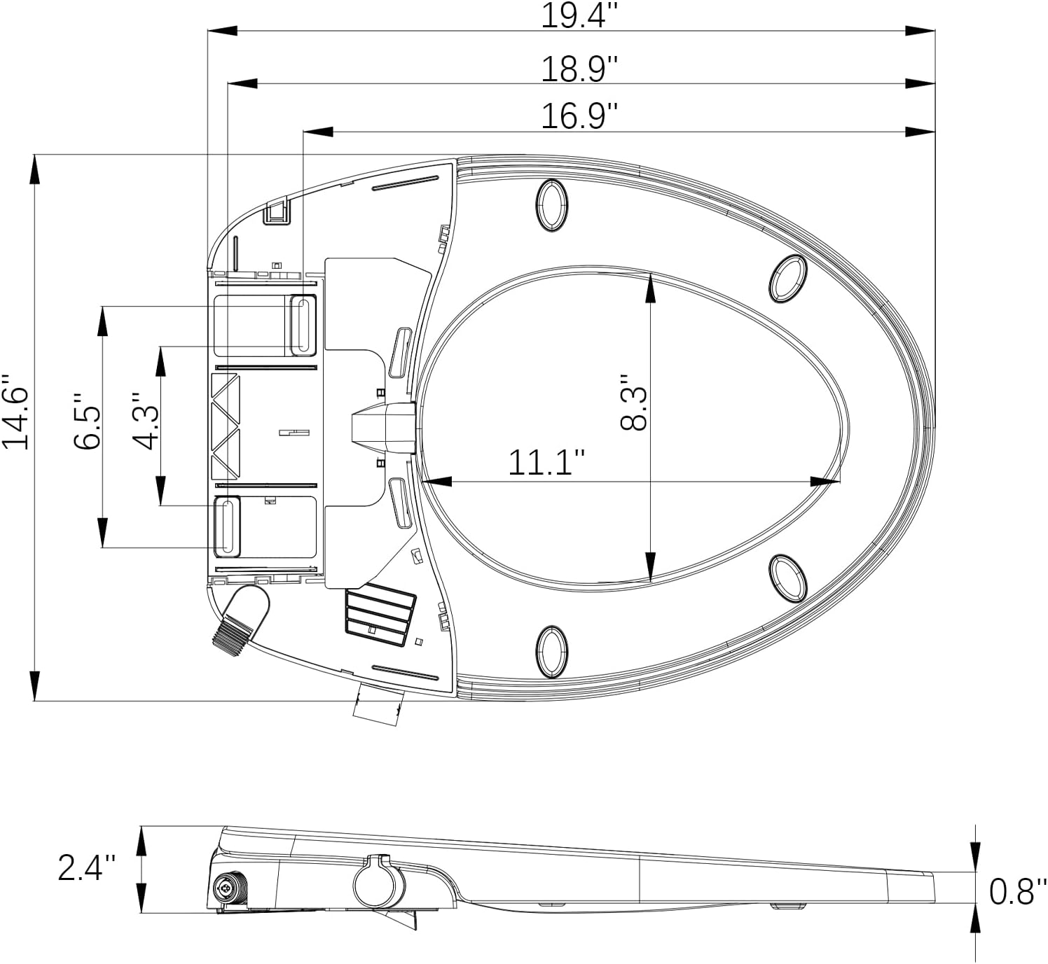 Non-Electric Bidet Seat with Slow-Close & Dual Self-Cleaning Nozzles – Universal Elongated Fit, Easy Installation